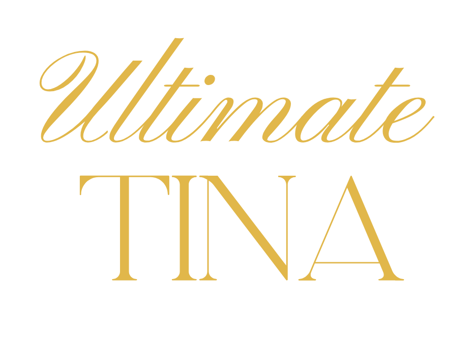 Gold text on a white background reads "Ultimate TINA" in two different serif fonts, with "Ultimate" in cursive above "TINA" in all capitals.